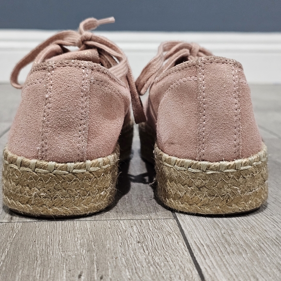 TRETORN Eve2 Pink Suede Glitter Platform Espadrille Lace Up Sneakers 8M - Picture 6 of 10